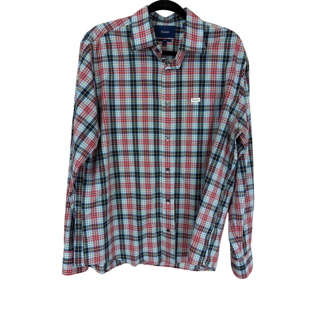 Faconnable  Club Long Sleeve Multicolored Plaid Button Up Shirt Size L